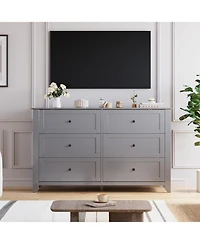 gaomon 6 Drawer Dresser for Bedroom, Modern Wood Storage Cabinet for Living Room or Entryway