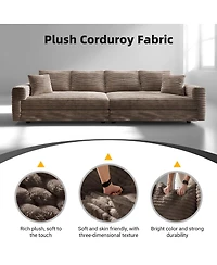 Streamdale Furniture Plush Corduroy 4-Seat Cloud Sofa with Ottoman