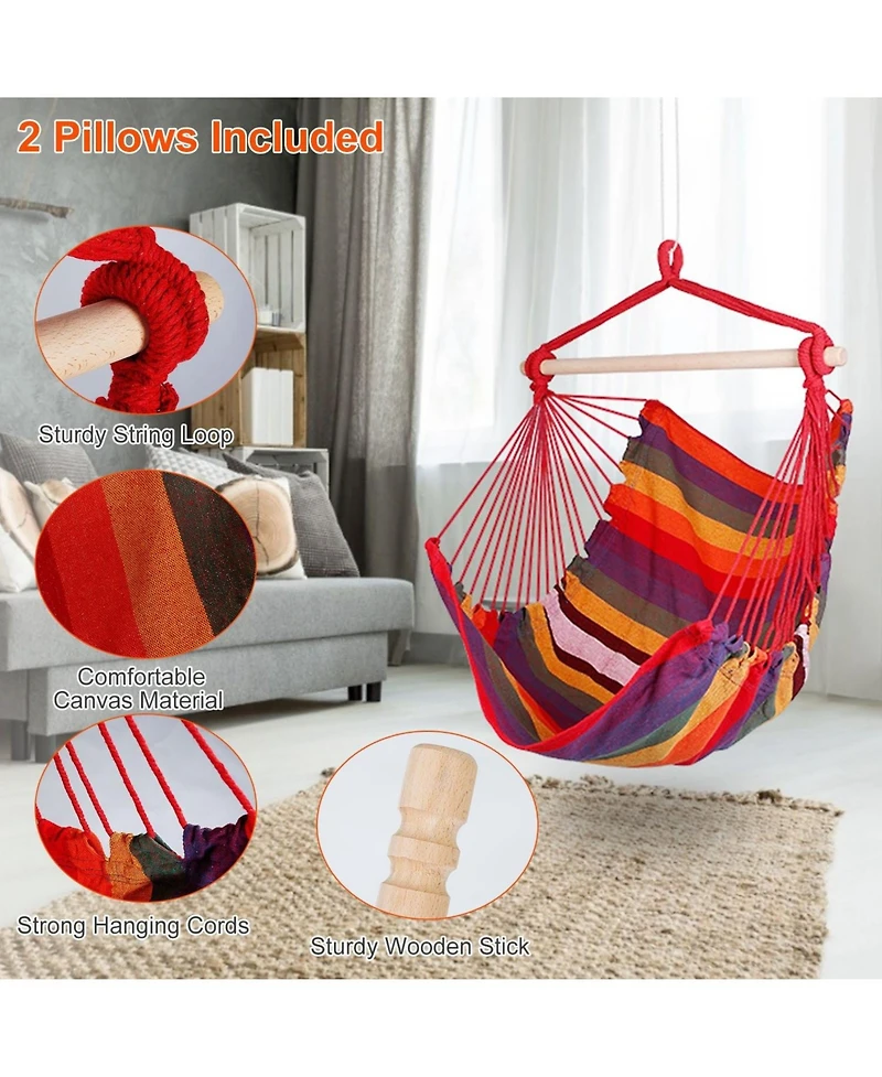 Zeny Hammock Hanging Chair Canvas Porch Patio Swing Seat Portable Camping Rope Seat