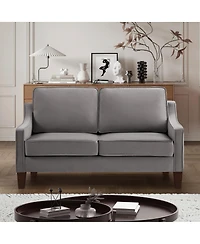 Streamdale Furniture Velvet 2-Seater Loveseat Sofa with Spring Cushion and Wood Legs