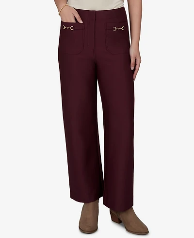 Ruby Rd. Petite Solid Pique Wide Leg Pull-On Pants