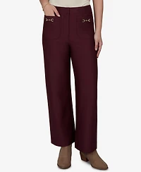 Ruby Rd. Petite Solid Pique Wide Leg Pull-On Pants