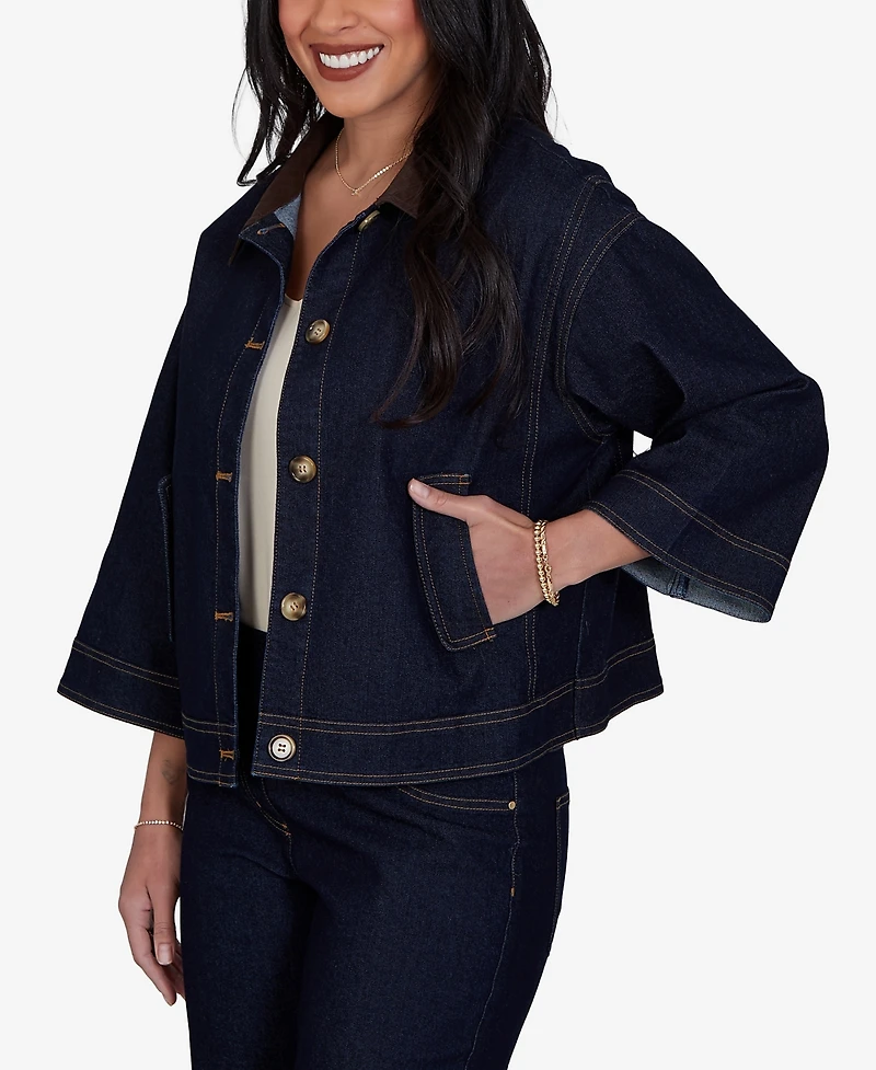 Ruby Rd. Petite Stretch Denim 3/4-Sleeve Jacket