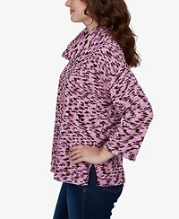 Ruby Rd. Petite Spacedye Cowl Neck 3/4-Sleeve Top