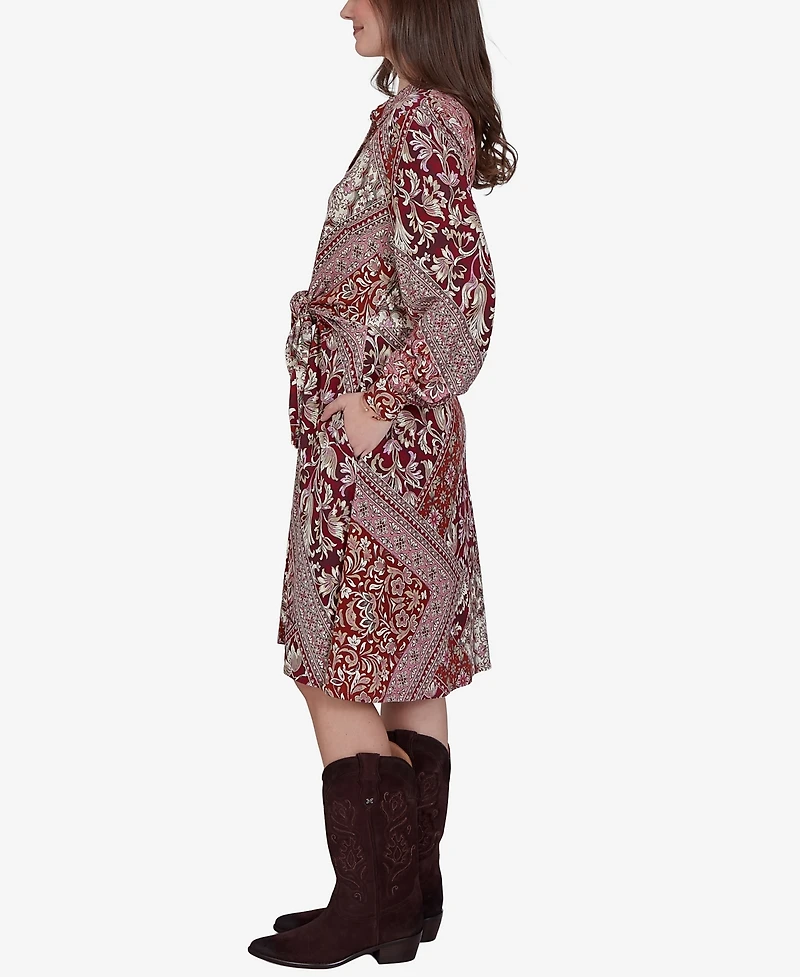 Ruby Rd. Petite Victorian Long-Sleeve Floral Midi Dress