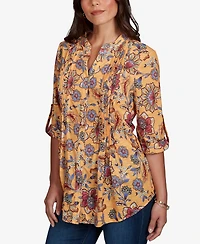 Ruby Rd. Petite Vines Henley 3/4-Sleeve Button-Front Top