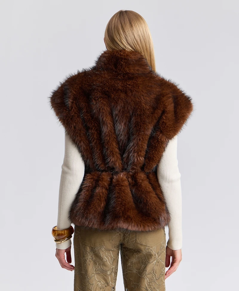 Avec Les Filles Women's Belted Faux Fur Shawl Collar Vest
