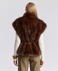 Avec Les Filles Women's Belted Faux Fur Shawl Collar Vest