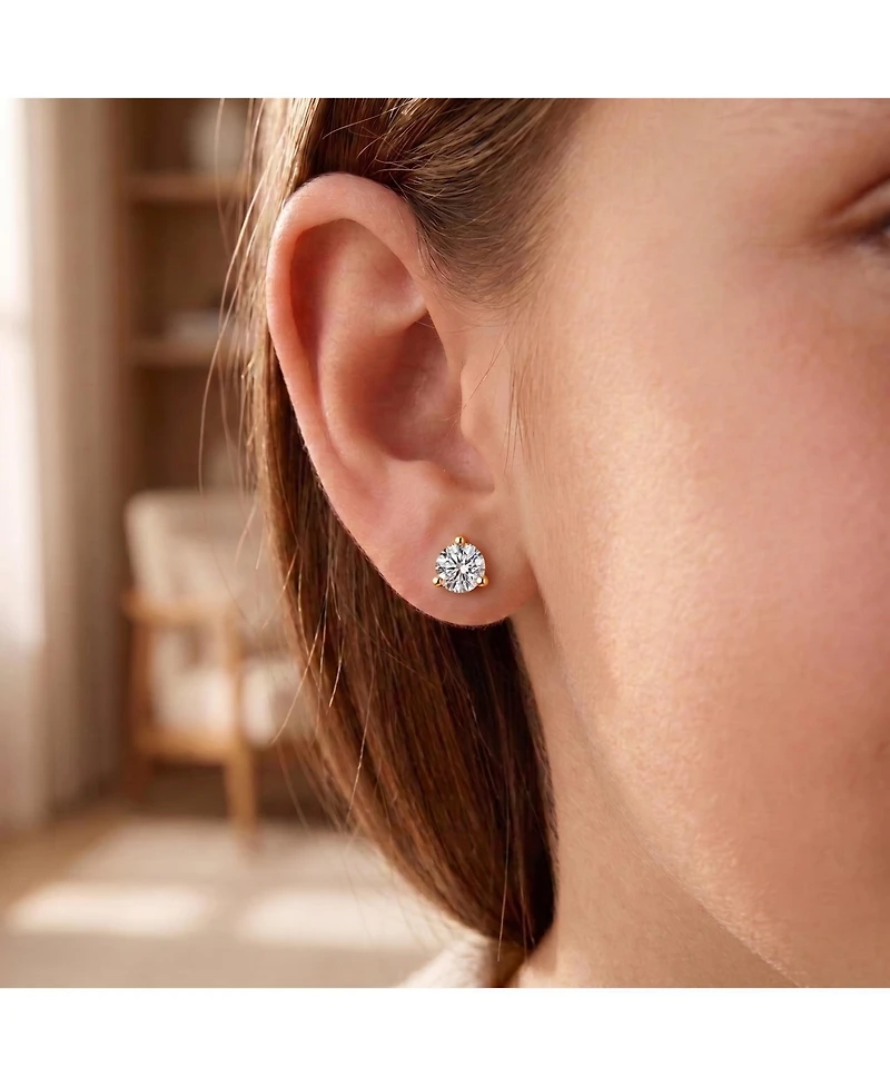 Sterling Silver Cubic Zirconia Solitaire Stud Earrings