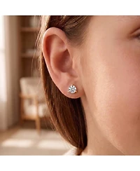 Sterling Silver Cubic Zirconia Solitaire Stud Earrings