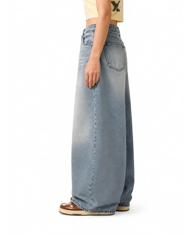 Aelfric Eden Women's Baggy Barrel High-Rise Wide-Leg Washed Jeans