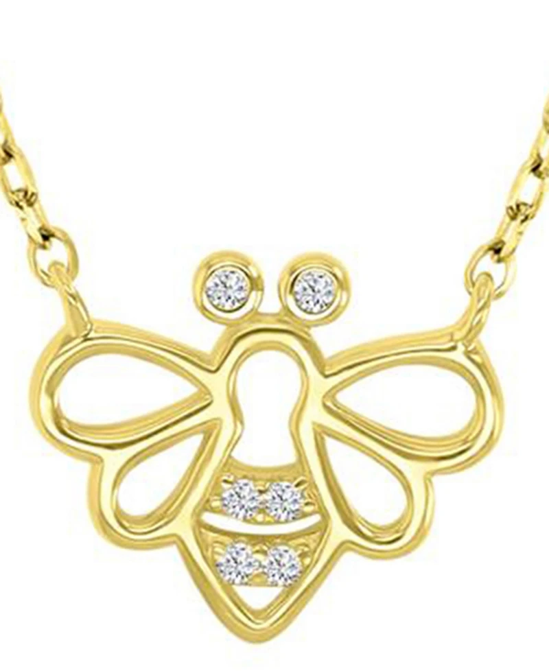 Macy's 14k Gold Over Sterling Silver Cubic Zirconia Bee Necklace