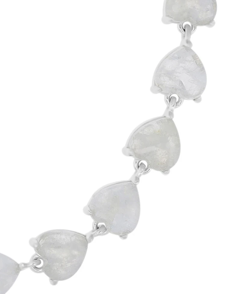 Macy's Rhodium Over Sterling Silver Moonstone Heart Frontal Bracelet