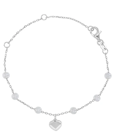 Macy's Rhodium Over Sterling Silver Cultured Pearl Station Bracelet