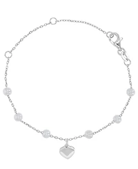 Macy's Rhodium Over Sterling Silver Cultured Pearl Station Bracelet