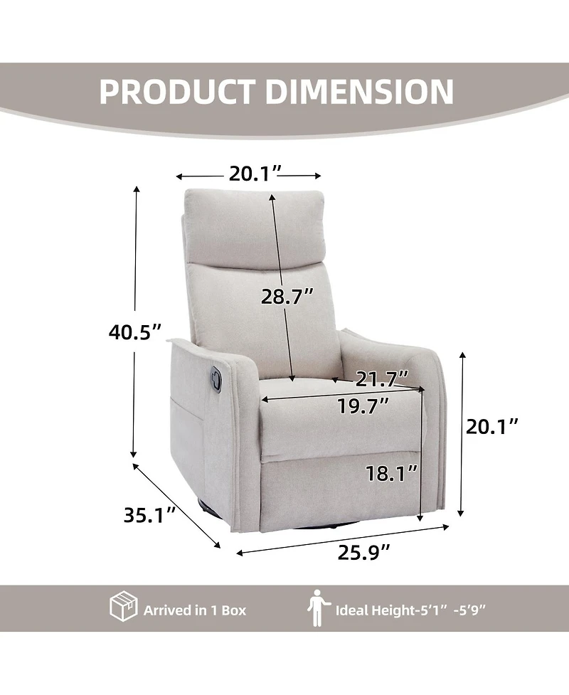 Streamdale Furniture Fabric Manual Recliner Chair with Heat, Massage, Rocker and Swivel
