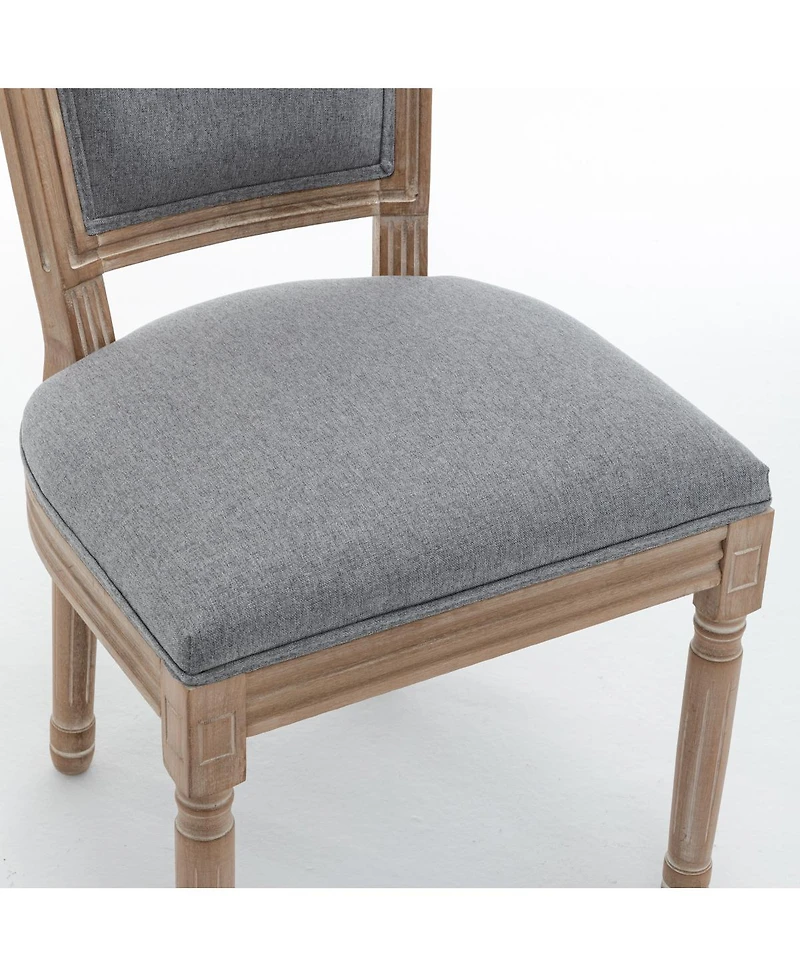 Streamdale Furniture Farmhouse Solid Wood Dining Chairs, Cushioned Linen Seat,Set of 2