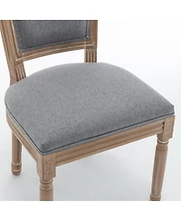 Streamdale Furniture Farmhouse Solid Wood Dining Chairs, Cushioned Linen Seat,Set of 2