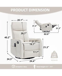 Streamdale Furniture Fabric Rocker Swivel Manual Massage Recliner Chair