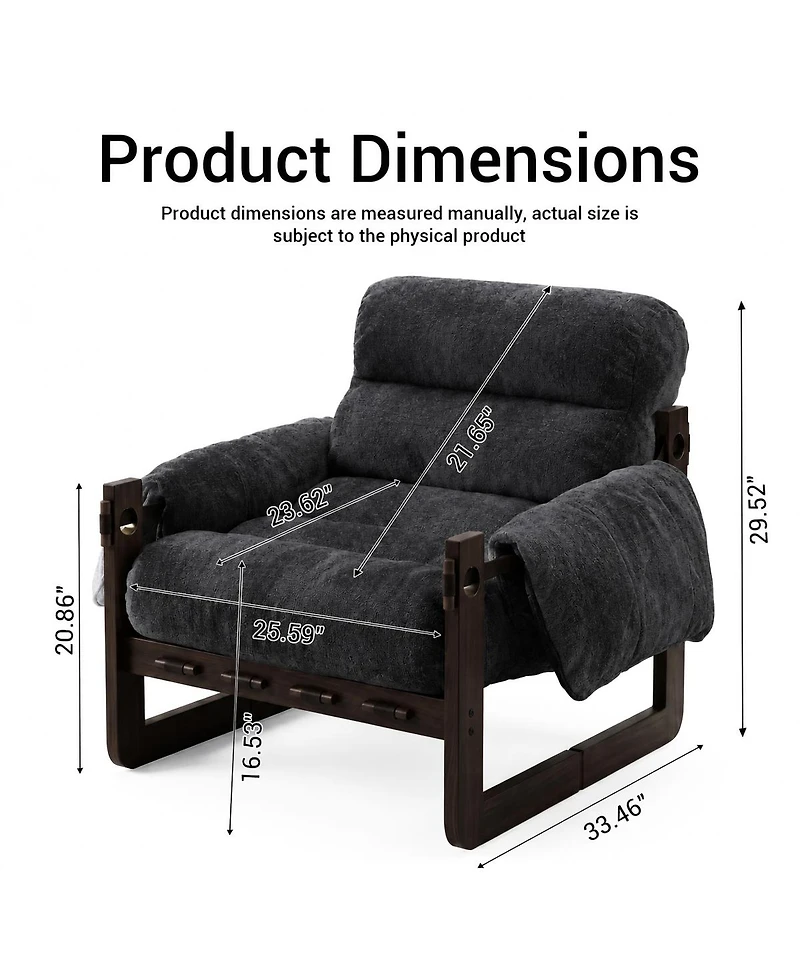 Streamdale Furniture Chenille Upholstered Accent Chair with Wooden Frame