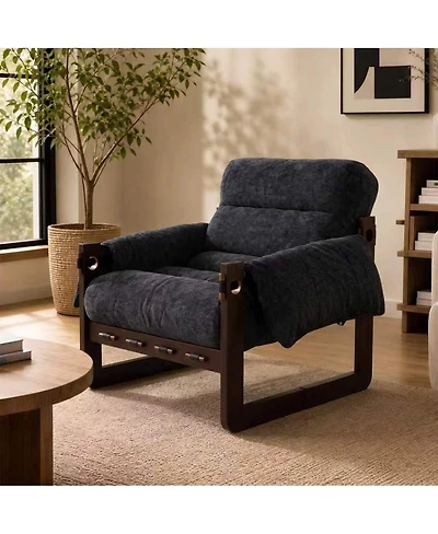Streamdale Furniture Chenille Upholstered Accent Chair with Wooden Frame