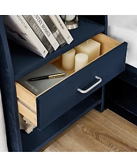Streamdale Furniture King Size Velvet Storage Platform Bed with Bookcases and Drawer