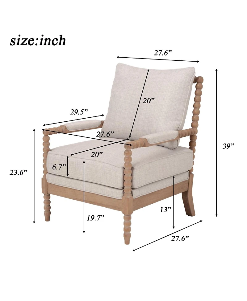 Streamdale Furniture Rubber Wood Upholstered Accent Chair with High-Density Cushion