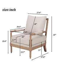 Streamdale Furniture Rubber Wood Upholstered Accent Chair with High-Density Cushion