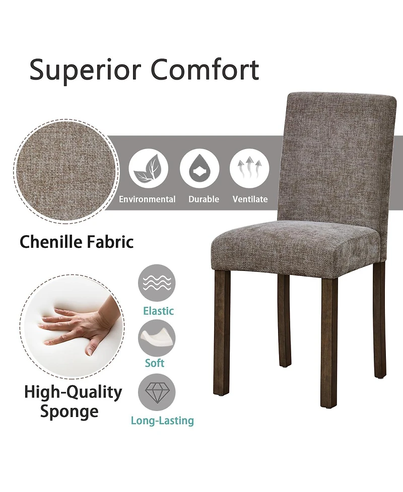 Streamdale Furniture Wooden Dining Chairs Set of 4, Walnut with Padded Seats