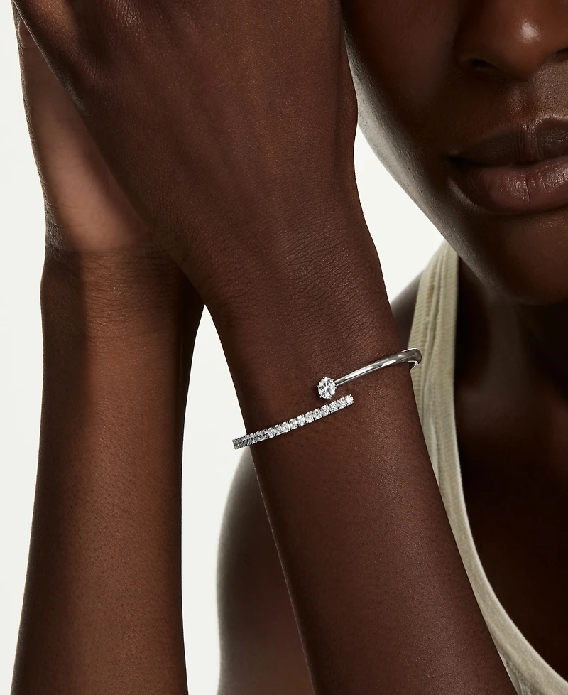 Swarovski Sterling Silver-Plated White Crystals Bracelet