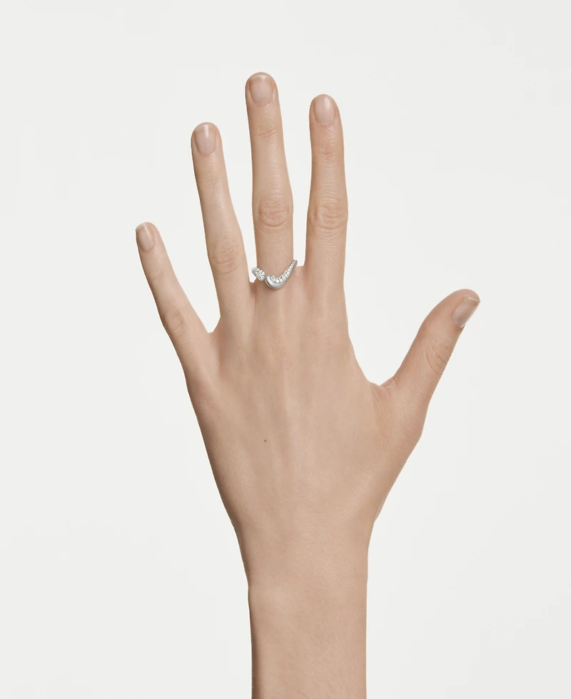 Swarovski Sterling Silver-Plated White Crystals Ring