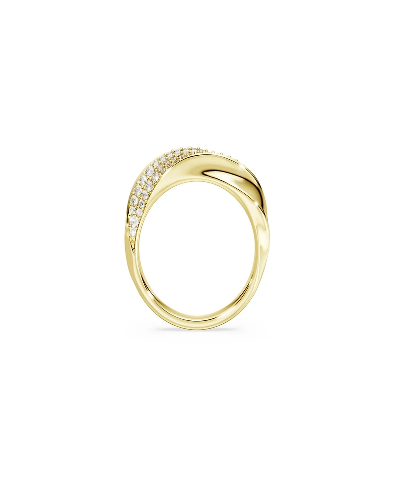 Swarovski Gold-Tone and Sterling Silver-Plated White Crystals Ring