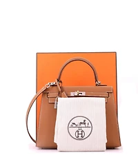 Pre-Owned Hermes Kelly 25 Handbag Brown Epsom with Electrum Hardware