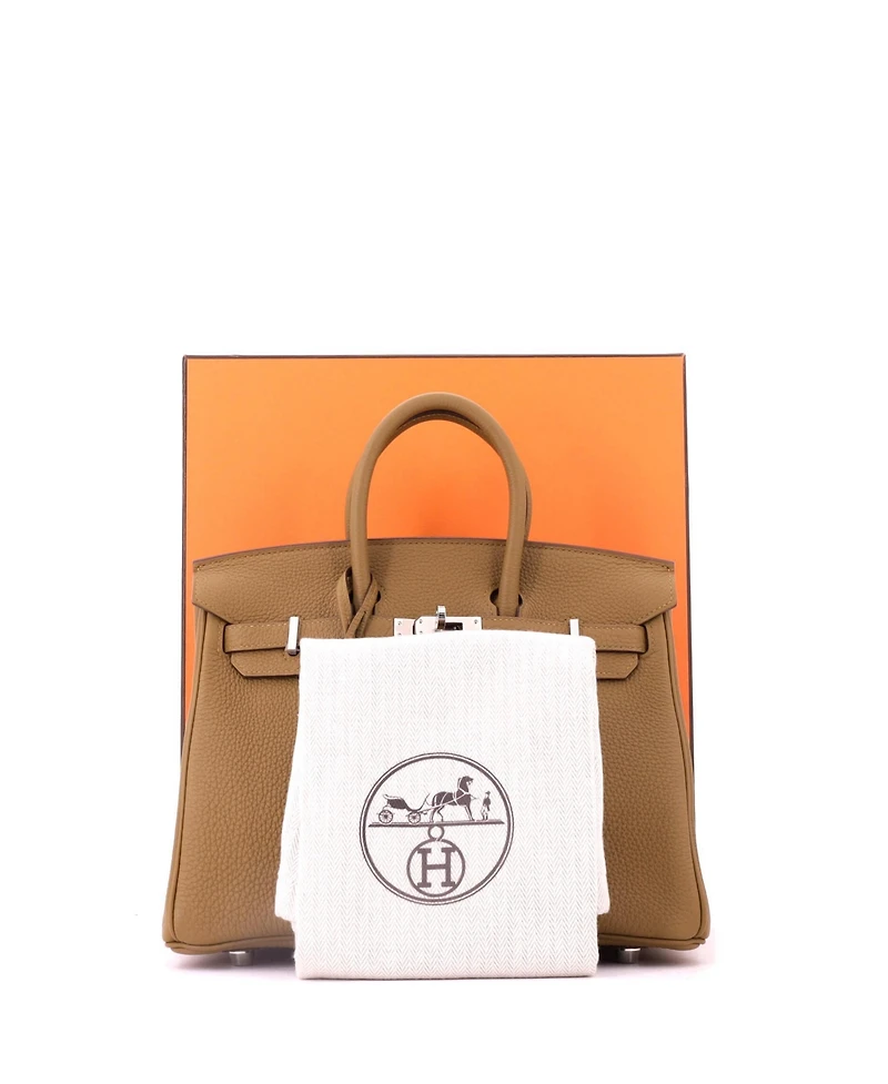 Pre-Owned Hermes Birkin 25 Handbag Verso Togo with Palladium Hardware