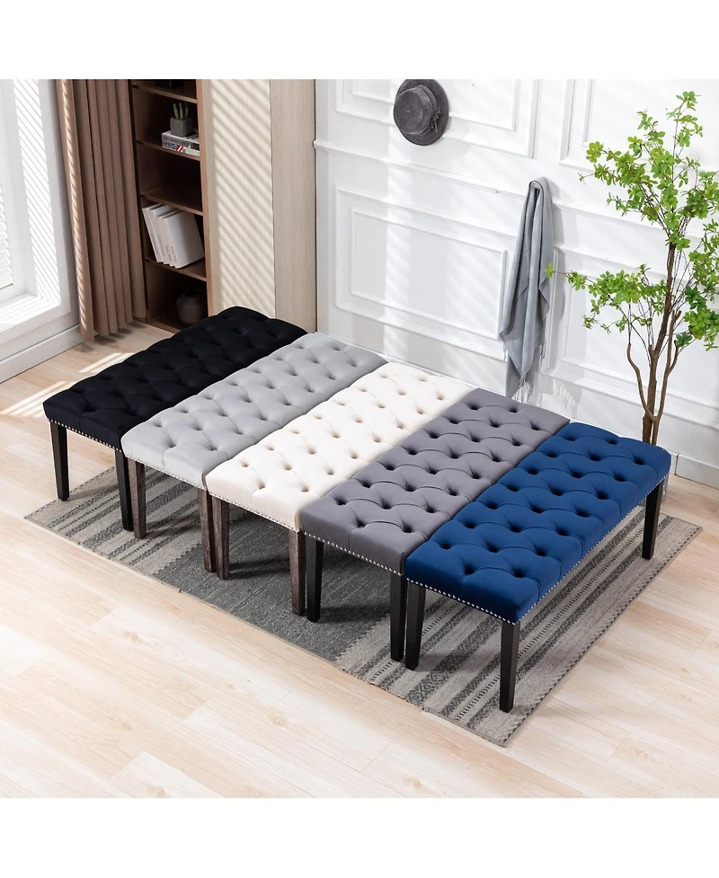 Streamdale Furniture Heng Ming Velvet Tufted Ottoman Dining Bench
