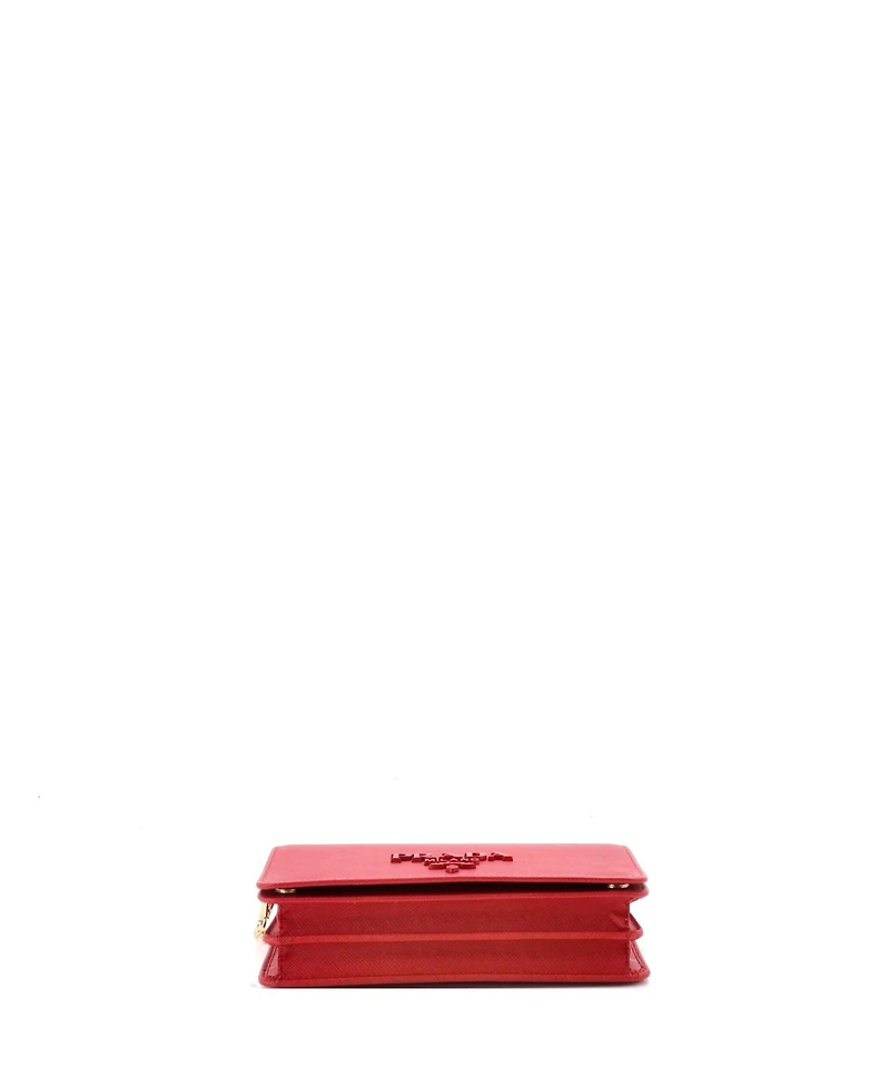 Pre-Owned Prada Chain Wallet Crossbody Saffiano Leather