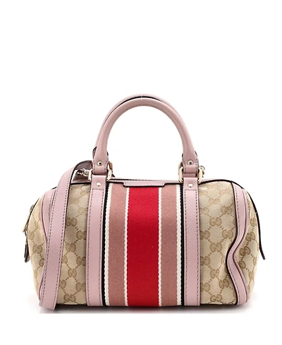 Pre-Owned Gucci Small Vintage Web Boston Bag Gg Canvas