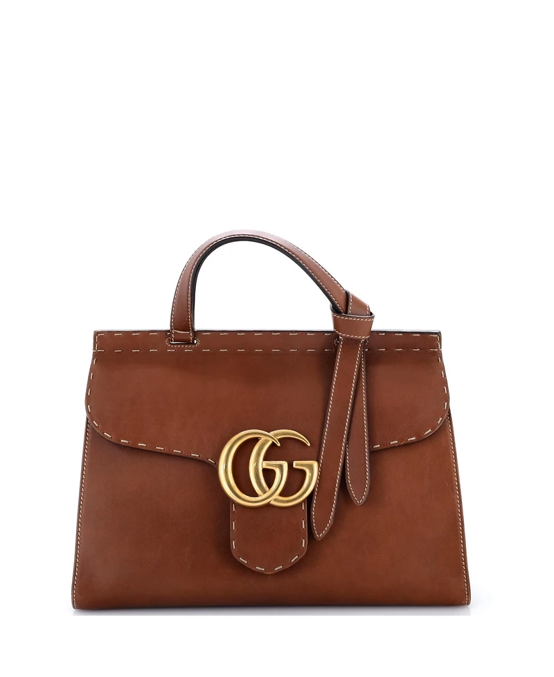 Pre-Owned Gucci Small Gg Marmont Top Handle Bag Leather