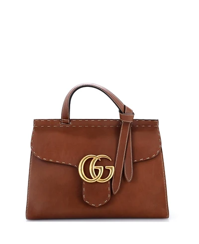 Pre-Owned Gucci Small Gg Marmont Top Handle Bag Leather