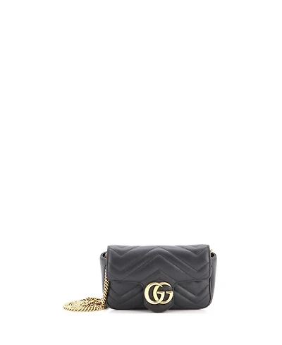 Pre-Owned Gucci Super Mini Gg Marmont Flap Bag Matelasse Leather