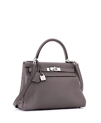 Pre-Owned HERMES Kelly Handbag Clemence with Palladium Hardware