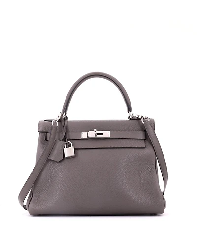 Pre-Owned HERMES Kelly Handbag Clemence with Palladium Hardware