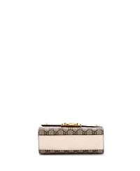 Pre-Owned Gucci Small Pearly Padlock Shoulder Bag Gg Coated Canvas with Studded Leather
