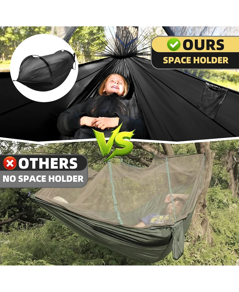 Piscifun Camping Hammock With Mosquito Net Tree Straps Aluminum Rods Portable Lightweight Outdoor Hanging Rest