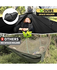 Piscifun Camping Hammock With Mosquito Net Tree Straps Aluminum Rods Portable Lightweight Outdoor Hanging Rest