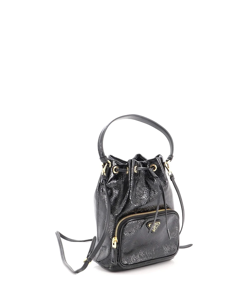 Pre-Owned Prada Small Drawstring Pocket Bucket Bag Patent