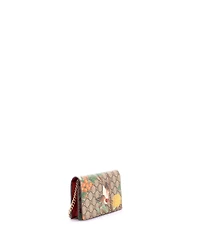 Pre-Owned Gucci Chain Wallet Tian Print Gg Coated Canvas