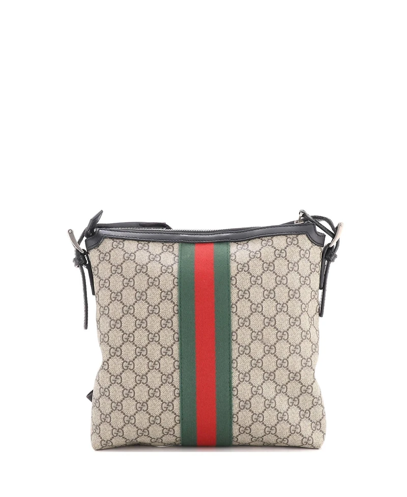 Pre-Owned Gucci Medium Web Messenger Bag Gg Coated Canvas