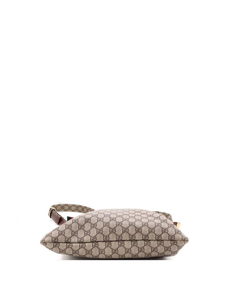 Pre-Owned Gucci Large Web Loop Flat Messenger Gg Coated Canvas