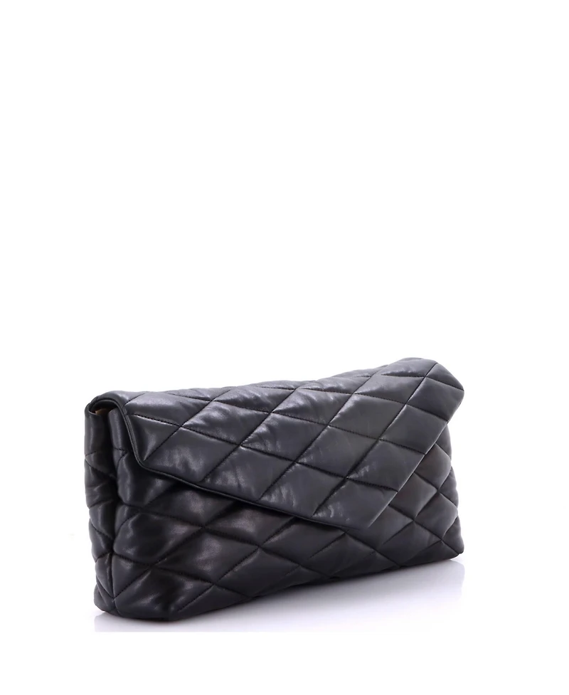 Pre-Owned Saint Laurent Large Sade Puffer Envelope Clutch Quilted Leather